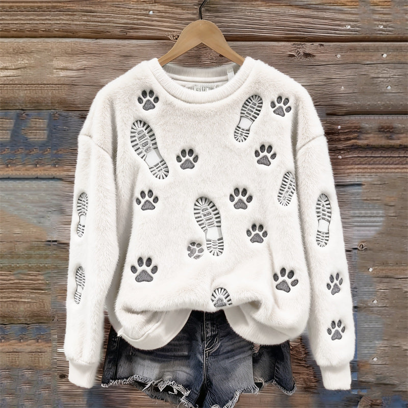 Women's Christmas Crew-neck Patterned Top