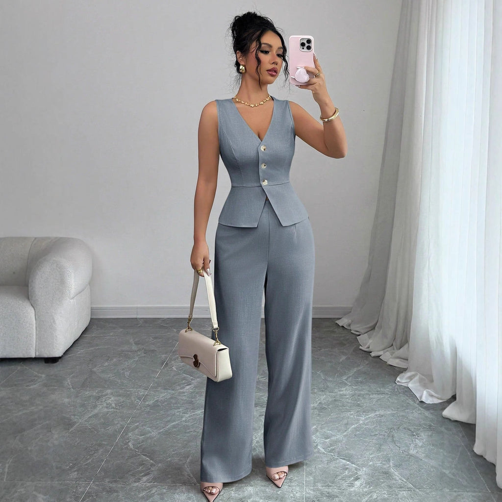 The Power Set – Women’s Sleeveless Vest & High Waist Trousers Co-ord