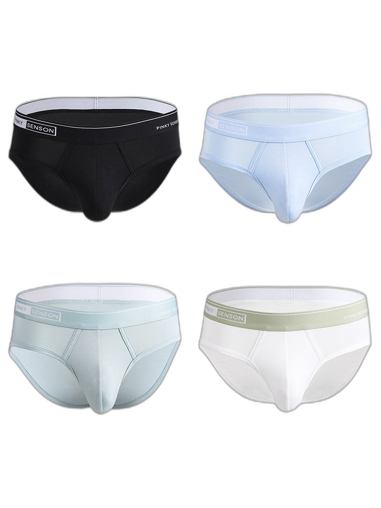 4 Pack Men's Modal Skin-Friendly Solid Color Mid-Rise Briefs