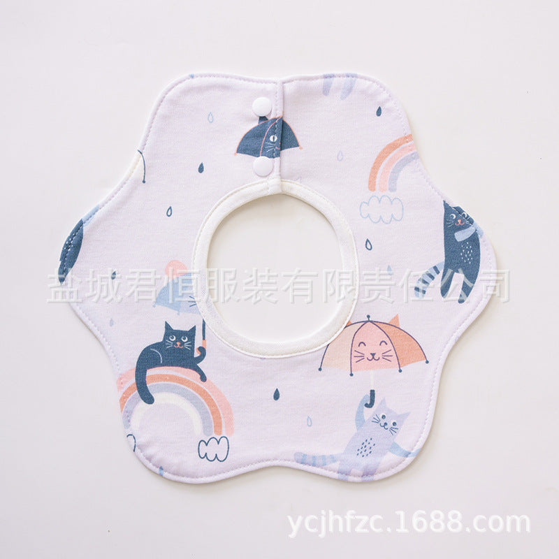 Pure Cotton 360° Rotatable Baby Bib - Petal-Shaped Drool Bib