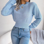 Street Style Twist Long Sleeves Cropped Knitted Sweater
