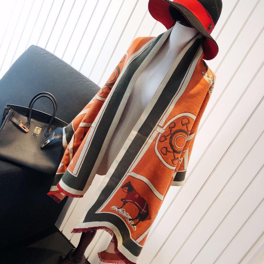 Cashmere-like Fleece Scarf Little Plaid Double-sided Color-block Versatile Shawl