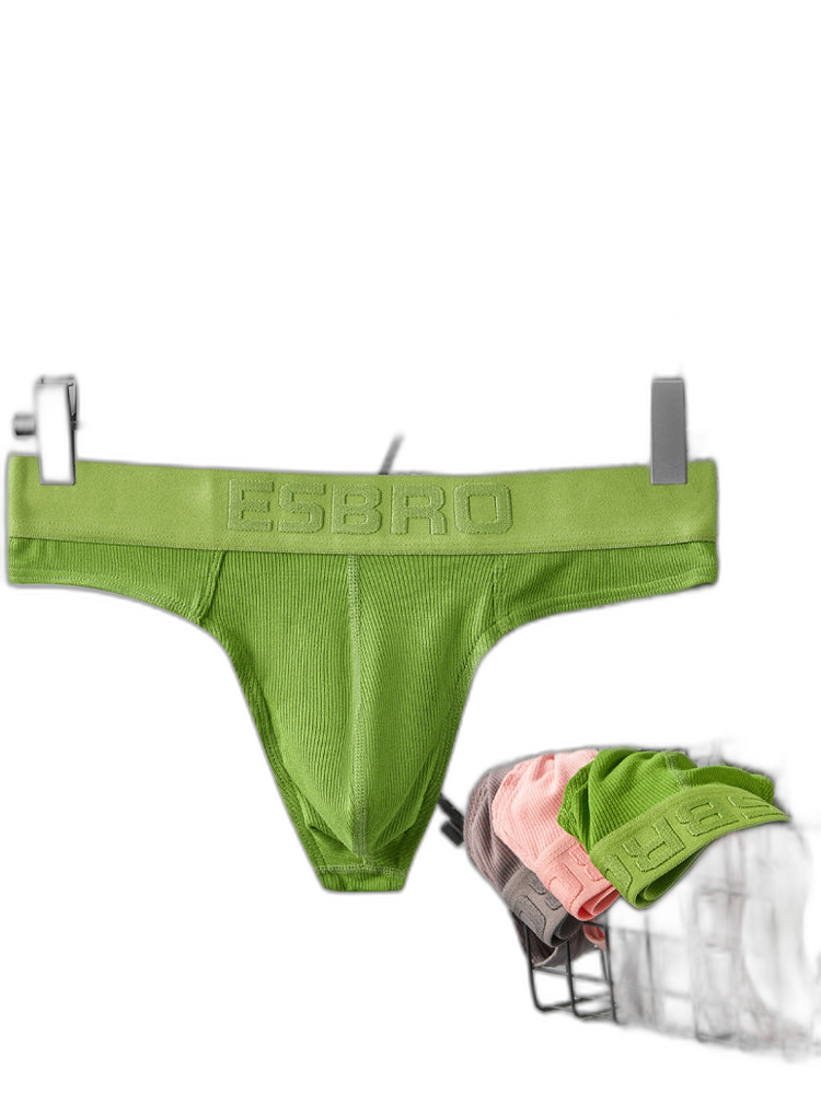 2 Pack Men's Ribbed Butt-Lifting U-Pouch Sexy Thong