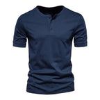 Mens Casual Crew-Neck Short-Sleeve Solid-Color T-Shirt