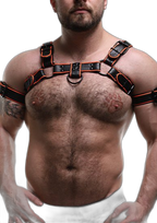 ruff GEAR Leather Bulldog Reflector Harness Black Neon Orange