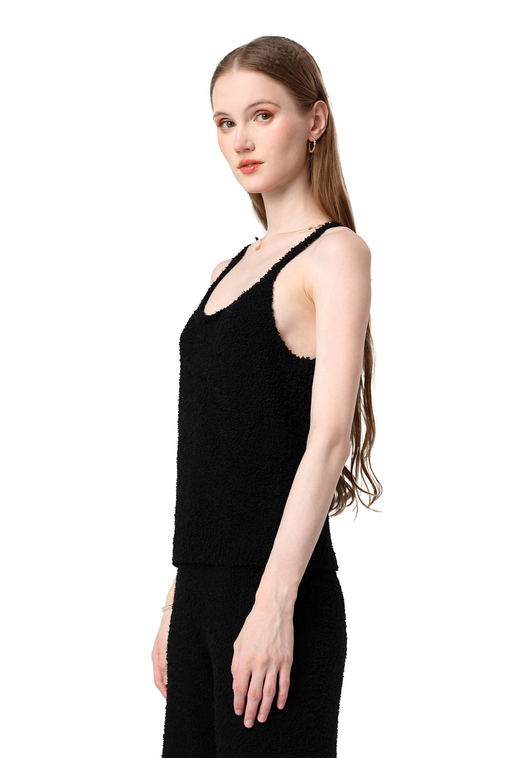 Women's Plush Two-piece Jumpsuit, Short-sleeved Bandeau Top, Wide-leg Pants, Eye-catching Outfit