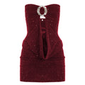 Sexy Sequined Tube Top Hollow-out Pleated Elegant Dress