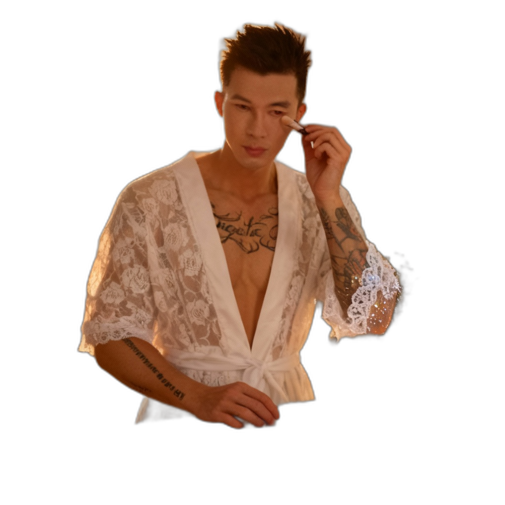 Masculine Lace Thong + Bathrobe Set