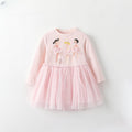Cute Crew-neck Long-sleeve Dress Suitable For Toddlers