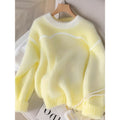 Lemon-yellow Loose-fit Long-sleeve Knit Sweater