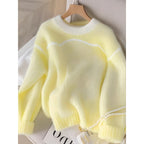 Lemon-yellow Loose-fit Long-sleeve Knit Sweater