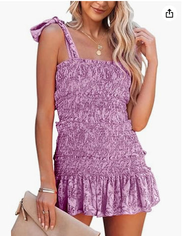 European And American Fold Ruffled Tied Dress
