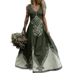 Women's V-Neck Ethnic-style Artistic Sleeveless Printed Dress