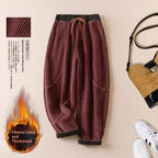 Women's Corduroy Fleece Lined Thick Harem Pants