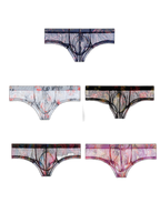 4-pack Men's Lace Print Sheer Mesh Bohemian Boxer Briefs