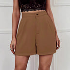Women's Solid Color Wide-leg Comfortable Casual High-waisted Shorts