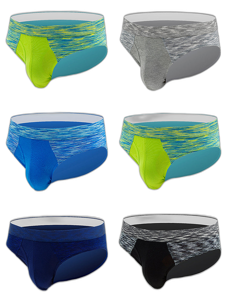 2 Pack Men's Breathable Spell Color Butt Lifting Briefs