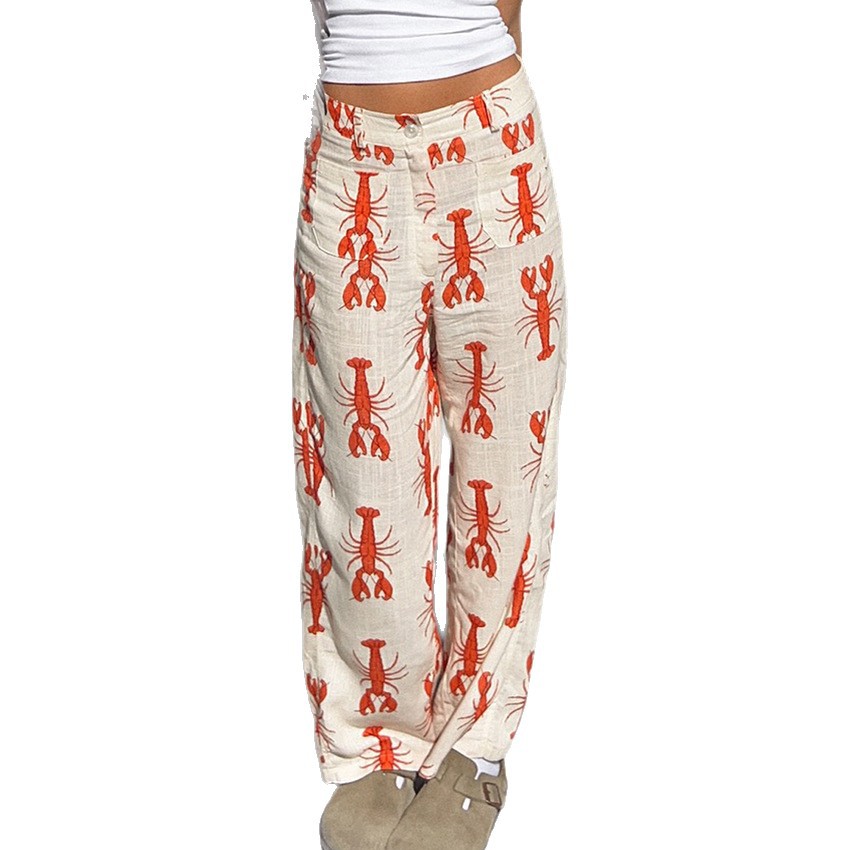 Women's Casual Pants With A Unique Lobster Print