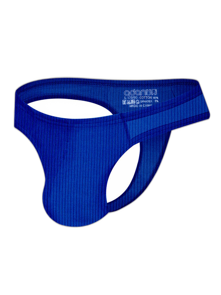 2-pack Men's Ribbed Low-rise Solid Color Thong