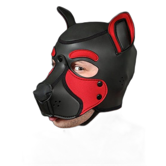 Mr S Leather NEOPRENE FRISKY Puppy Hood | Black & Red