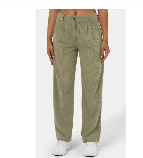 Baggy Corduroy Straight Pants Oversized Spodnie Elegant Trousers New Broek Women Causal Spring Fall High Wasit Pantalones