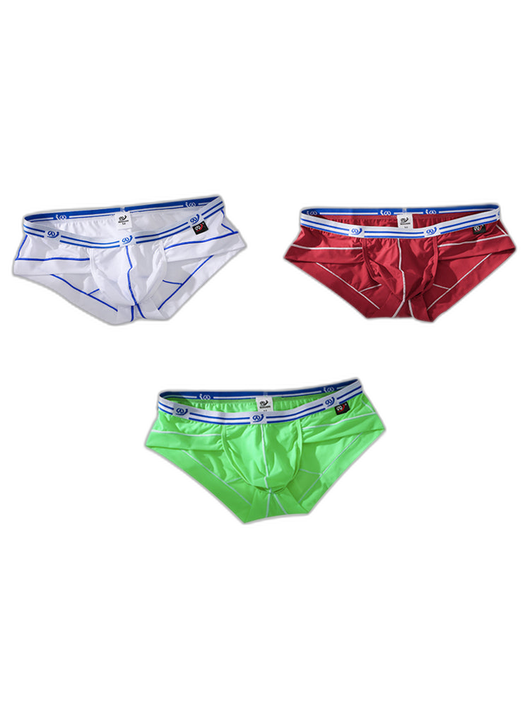 3 Pack Sexy Fashion Ice Silk Solid Color Men's Briefs