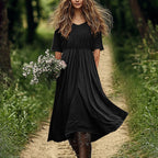 Women's Loose-fitting Solid-color Versatile Casual Cotton-Linen Dress
