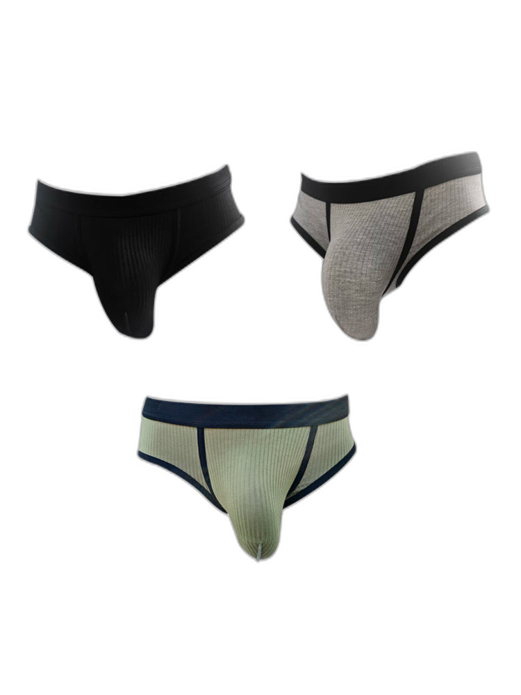 3 Pack Men's Seamless Comfort Large Supportive Pouch Sexy Low-Rise Briefs
