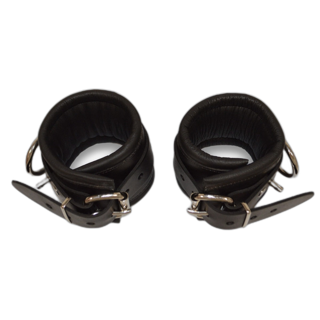 Prowler RED Leather Lockable Ankle Restraints Black