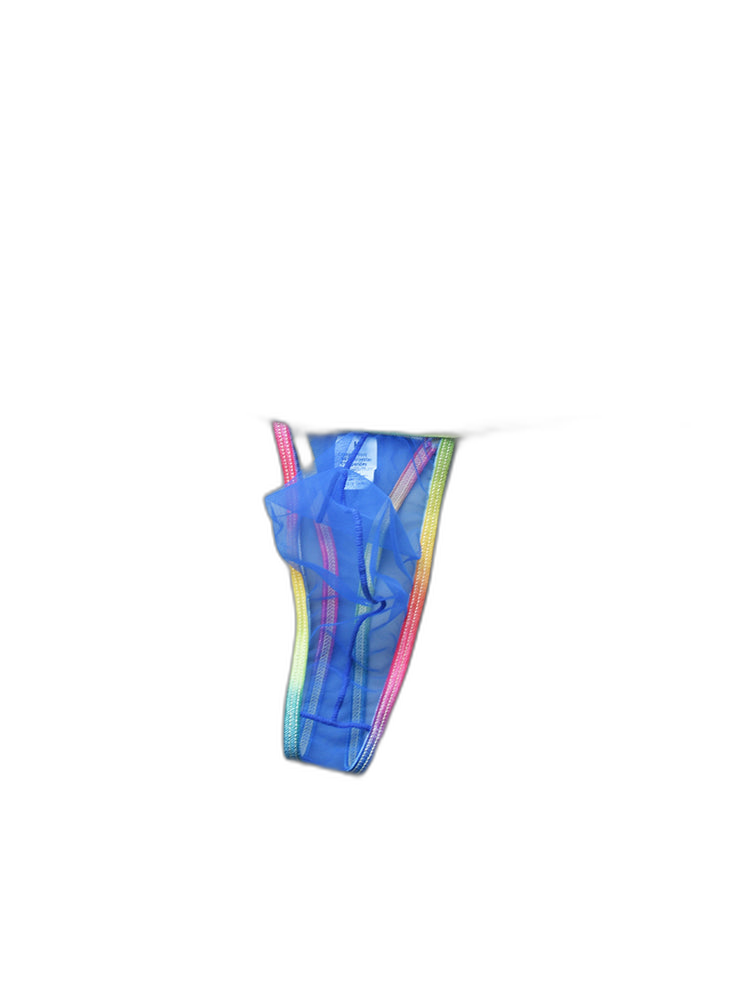 3-pack Men's Sexy Rainbow Transparent Convex Pouch Breathable Thong