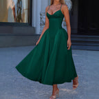 Elegant High-end Strapless Solid-color Long Dress