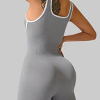 Elastic Contrast Color Yoga Jumpsuit – Seamless Tight-Fit Activewear for Women