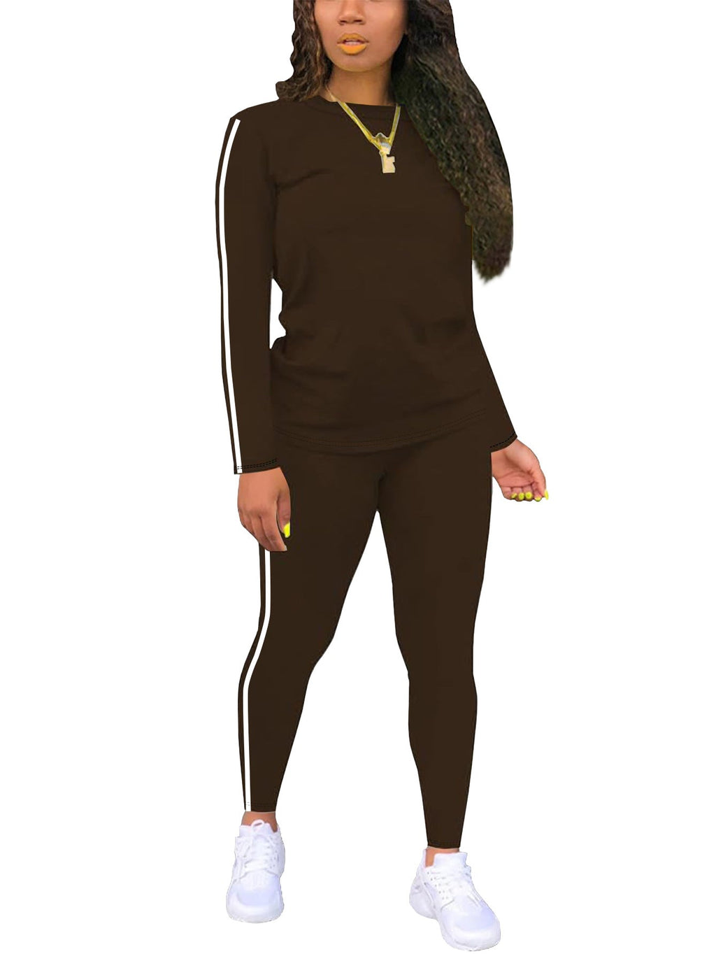 Women's Round-neck Long-sleeve Top And Pants Two-piece Set