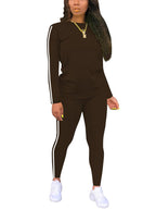 Women's Round-neck Long-sleeve Top And Pants Two-piece Set