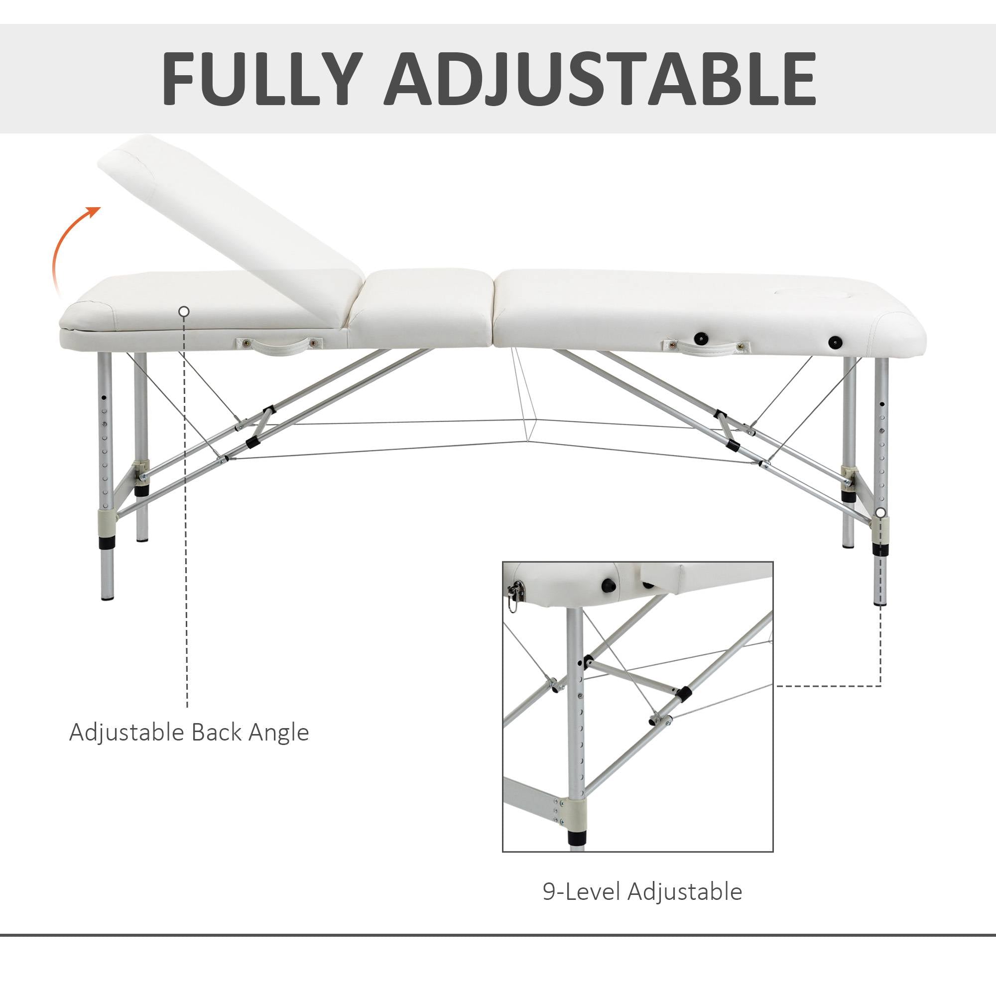 HOMCOM Foldable Massage Table Professional Salon SPA Facial Couch Bed White