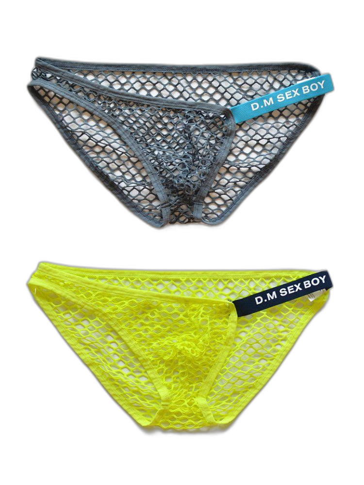 2 Pack Men's Low Waist Sexy Mesh Breathable Sports Transparent Briefs