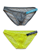 2 Pack Men's Low Waist Sexy Mesh Breathable Sports Transparent Briefs