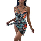 European And American Women's Printed One Piece Swimsuit