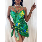 European And American Women's Printed One Piece Swimsuit