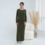 Plus-size Stretchy Long-sleeve Slip Dress
