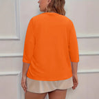 Elegant Half-Sleeve Slightly Stretchy Cardigan With Four Buttons