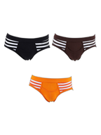 3 Pack Men's Mid-Rise Cotton Striped Briefs