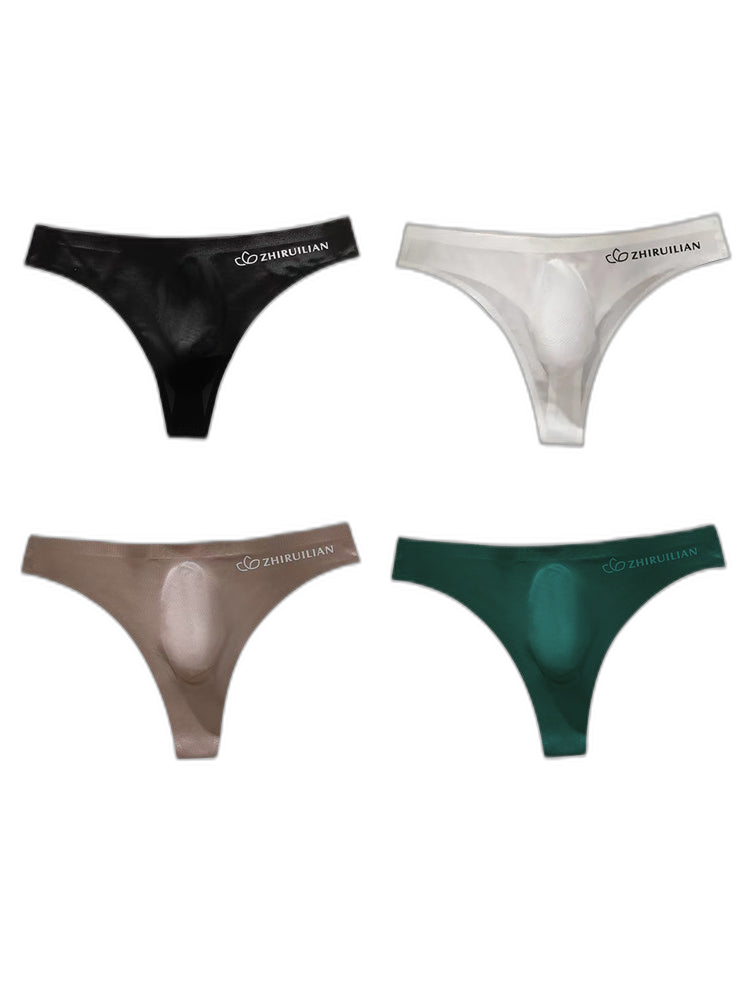 4-pack Men's Sexy Solid Color Letter Seamless Thong