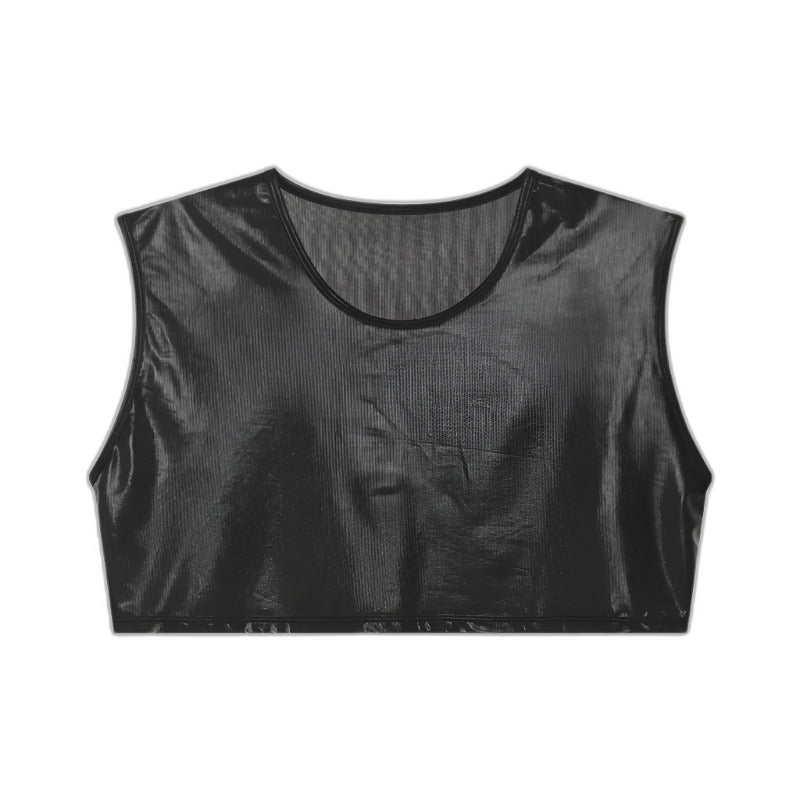 Shiny Sleeveless Crop Vest / Briefs