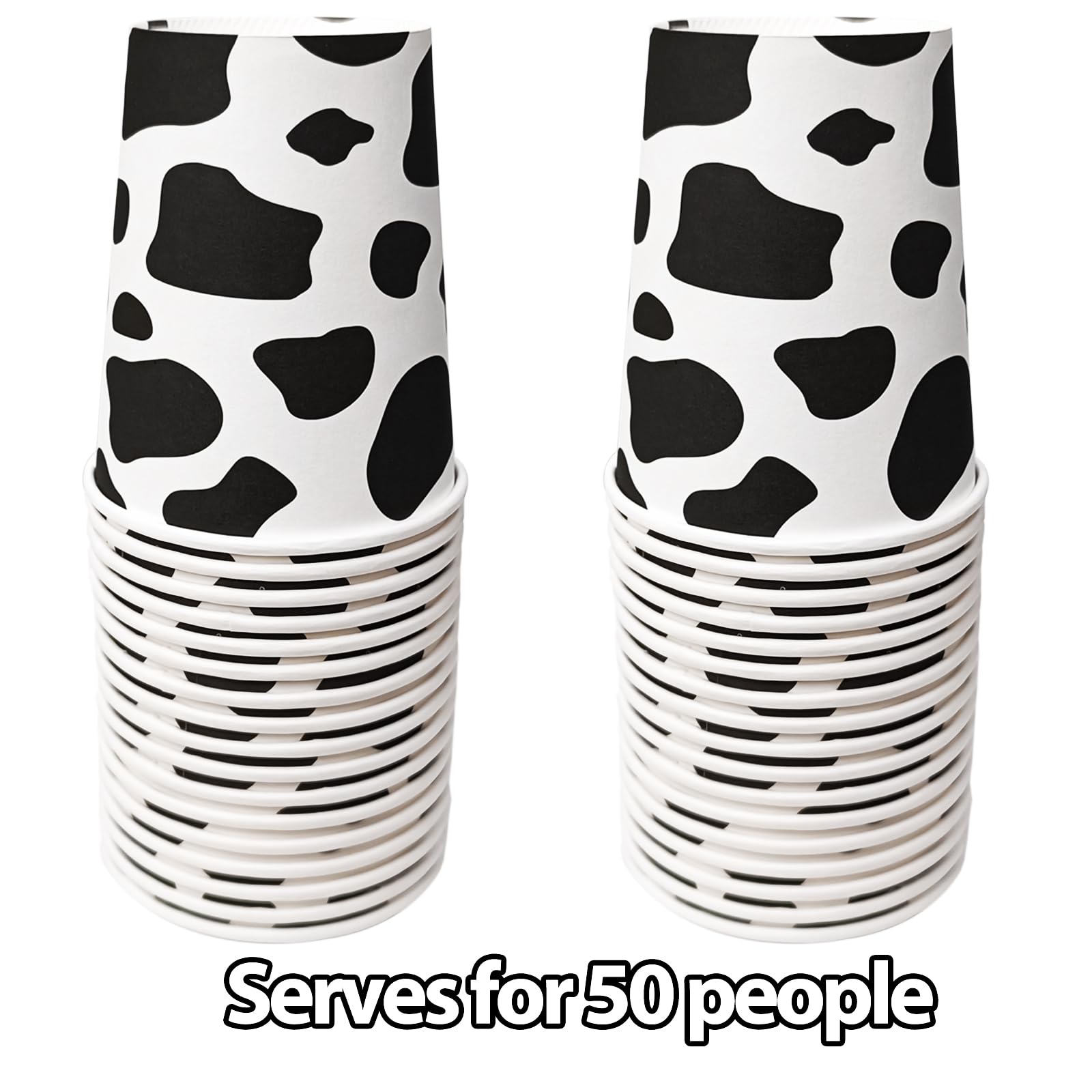 EaciTown 50 Pcs Cow Print Paper Cups – Cowgirl & Farm Birthday Party Supplies