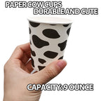 EaciTown 50 Pcs Cow Print Paper Cups – Cowgirl & Farm Birthday Party Supplies