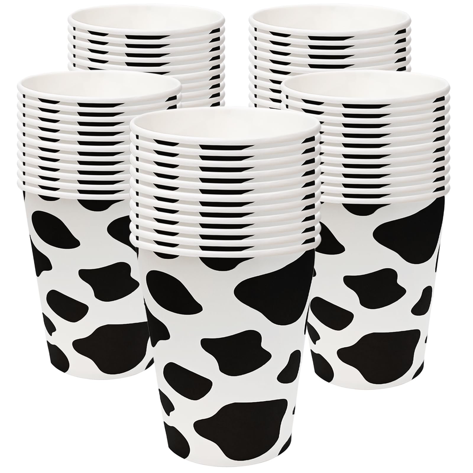 EaciTown 50 Pcs Cow Print Paper Cups – Cowgirl & Farm Birthday Party Supplies