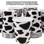 EaciTown 50 Pcs Cow Print Paper Cups – Cowgirl & Farm Birthday Party Supplies