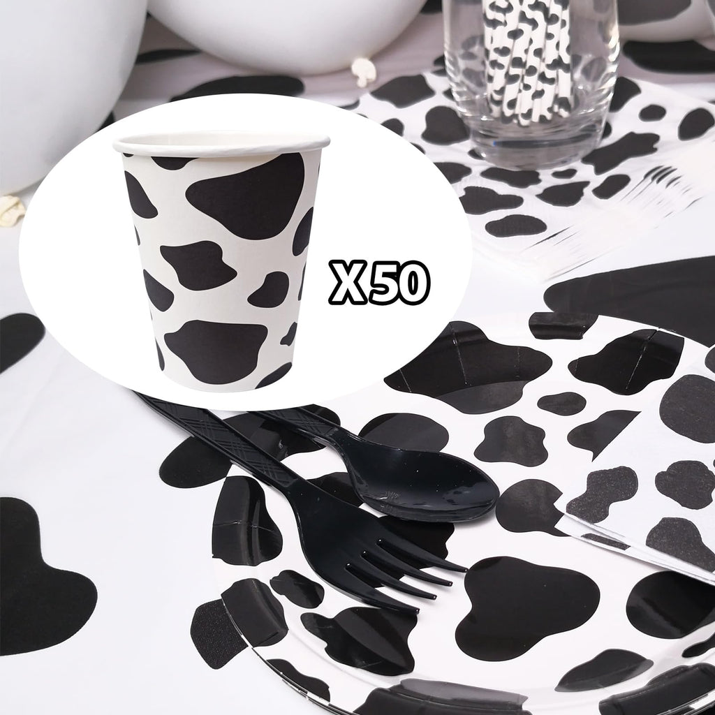 EaciTown 50 Pcs Cow Print Paper Cups – Cowgirl & Farm Birthday Party Supplies
