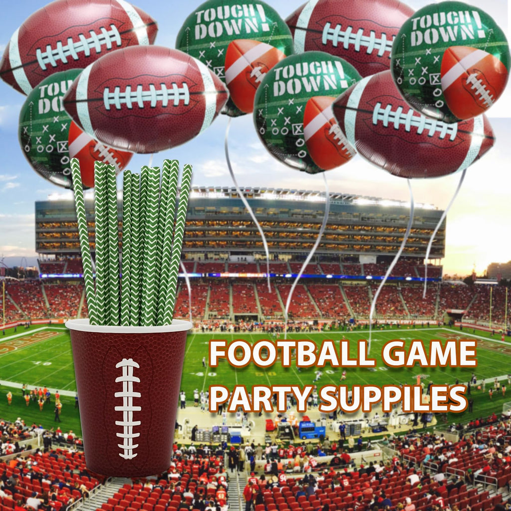 EaciTown Football Beverage Cups - 30 Count, Game Day & Party Cups with Football Design